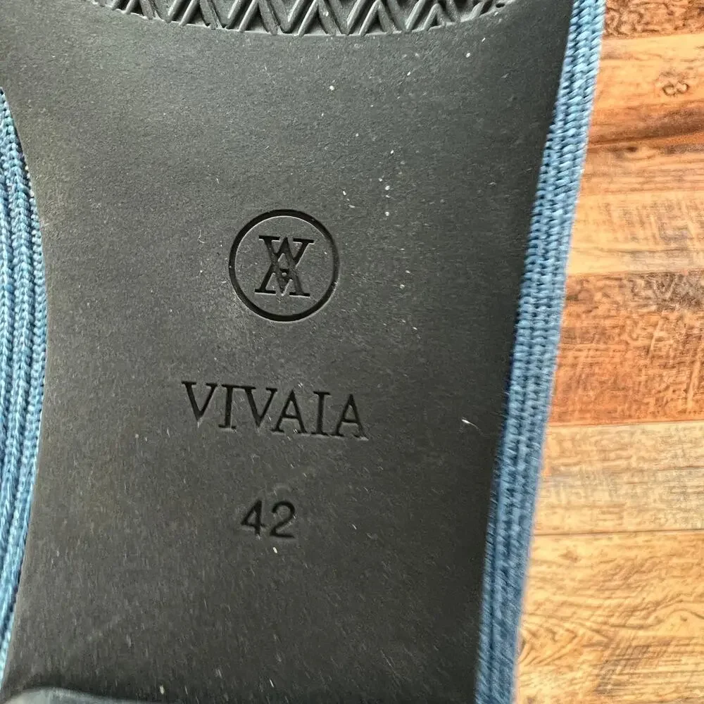 Vivaia Blue Margot 2.0 Square Toe Slip On V-Cut Flats Women's 42 US 10.5 Shoes